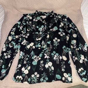 LOFT Black Floral Blouse